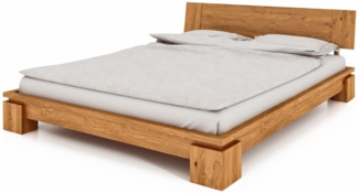 Bett Tinci 1 niedrige Höhe 100x200 Wildeiche massiv mit Holzkopfteil