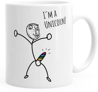 MoonWorks Tasse Kaffee-Tasse mit Spruch I`'m a unicorn Motiv lustiges Strichmännchen Penis Einhorn Parodie Ironie Bürotasse Kaffeebecher MoonWorks®, Keramik
