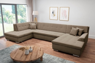 DOMO collection Wohnlandschaft Treviso incl. Zierkissen, moderne Steppung, XXL: B/T/H: 364/201/83 cm, wahlweise mit Bettfunktion, in vielen Bezugsarten auch in Cord U-Form