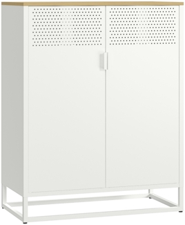 skølm 'Izar' Metallkommode, Doppeltür, MDF Ablagefläche, weiß, 100x80x40 cm