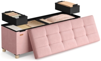 SONGMICS Sitzbank mit Stauraum, Hocker faltbar, 38 x 110 x 40 cm, Aufbewahrungsbox mit Deckel, Fußhocker 112 L, Samt, bis 300 kg belastbar, Flur Wohnzimmer Schlafzimmer