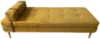 Daybed Gelb 180 x 75 cm mit Strukturstoff und Beinen aus Heveaholz