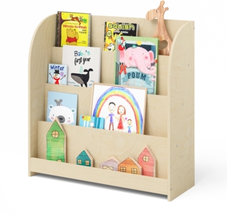 Bellabino 'Baru' Kinderbücherregal mit 4 Ablagefächern, Sperrholz natur unbehandelt, 88 x 30 x 80 cm