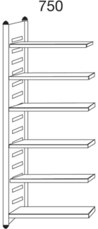 Kerkmann Design-Regal M2 Regalfeld BXHxT 750 x 2600 x 400 mm 6 Böden alusil