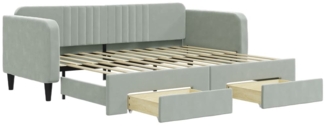 vidaXL Tagesbett Ausziehbar mit Schubladen Hellgrau 90x200 cm Samt 3197111