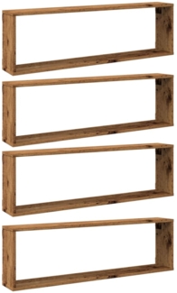 vidaXL Würfel-Wandregale 4 Stk. Altholz-Optik 100x15x30 Holzwerkstoff 856583