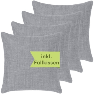 Selfitex Dekokissen 4er Set 40x40 cm inkl. Füllkissen, edler Struktur Polsterstoff, für Sofa, Couch, Bett oder als Polster jeglicher Art