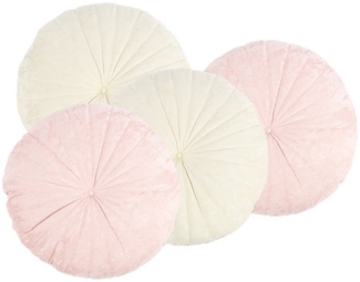 HTI-Living Dekokissen Dekokissen 4 Stück Ø 38 cm Creme/Rosa, rundes Kissen Sofakissen