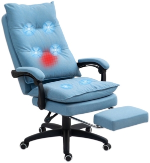 Vinsetto Schreibtischstuhl Ergonomisch Bürostuhl mit Massag-, Liege- & Drehfunktion (Computerstuhl, 1 St), mit Fußstütze, Fernbedienung und Timer, Blau