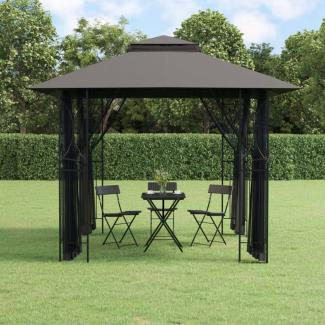 vidaXL Pavillon mit Seitenwänden Anthrazit 300x300x270 cm Stahl 360143