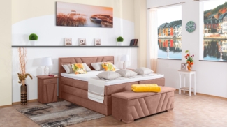 Meisterbetten Boxspringbett Terz 140x220 in DS-Altrosa, Matratzenbezug Nano, Komfortschaum-Topper