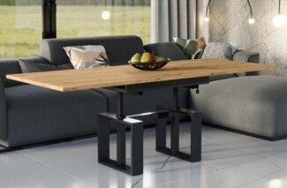 Endo-Moebel Couchtisch Empoli - ausziehbar 110-170cm und höhenverstellbar Doppellift Metall, Couch- & Esstisch, Funktionstisch, modern Design, umwandelbar