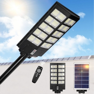 LMaxhome LED Solarleuchte Tageslicht Außen-Wandleuchte Wasserdicht Pendelleuchten Straßenlaterne, 700LEDs, LED fest integriert, Tageslichtweiß, 6500K, mit Bewegungsmelder, Fernsteuerung, Timer Solarlampe für Straße, Hof