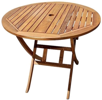 Trelevo® Gartentisch Jordan, klappbar, praktisches Schirmloch in der Mitte, Akazienholz, 90cm