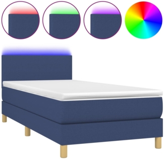 vidaXL Boxspringbett mit Matratze & LED Blau 80x200 cm Stoff 3133515