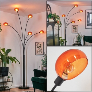 hofstein Stehlampe Stehlampe aus Metall in Schwarz/Orange im Retro/Vintage-Design, verstellbare Stehleuchte mit Marmorfuß und Schalter am Gehäuse, E14