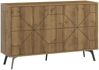 Dmora Kommode Brunale, Wohnzimmerbuffet, Wohnzimmer-Sideboard, Moderne Küchen-Speisekammer, 123x35h77 cm, Eiche