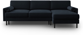 Micadoni Ecksofa Scott 5-Sitzer Samt Dunkelblau Rechts 140x200