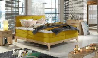 99rooms Emerald Boxspringbett Velours KRONOS Gelb 200x200 cm Bonell-Federung Bonell-Federung