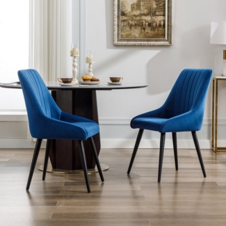 Duhome Esszimmerstuhl (8066C), 2er Set Esszimmerstuhl Polsterstuhl Stoff Samt Stuhl Retro Metallbeine