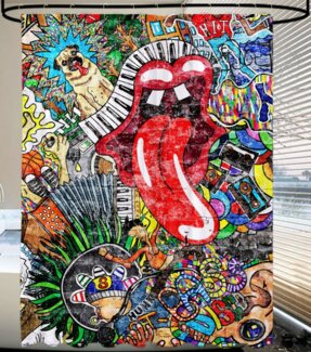 Sanilo Duschvorhang Graffiti 180 x 200 cm, 100% wasserdicht, Anti-Schimmel-Effekt, hochwertige Qualität