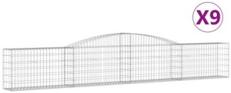 vidaXL Gabionen mit Hochbogen 9 Stk. 400x30x60/80 cm Verzinktes Eisen 3146847