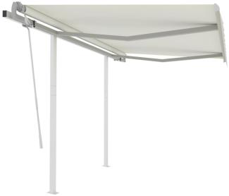 vidaXL Markise Manuell Einziehbar mit Pfosten 3x2,5 m Creme 3069897