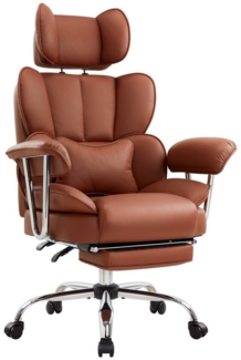 Intimate WM Heart Chefsessel Ergonomischer Bürostuhl, Höhenverstellbar Schreibtischstuhl (Gaming Stuhl mit dickem Kissen), PU-Leder Drehstuhl mit Kopfstützte und Fußstütze