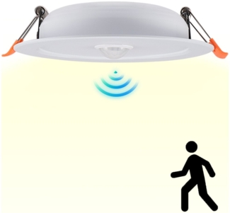 Rosnek LED Einbaustrahler 12W, Sensor-Induktion, für Flure Wohnräume Balkone Lagerhallen Deko, Reinweiß, Warmweiß