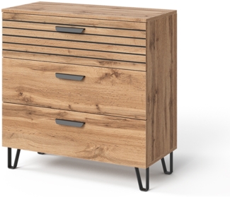 Vicco Kommode Eiche Wotan 80x82 cm mit 3 Schubladen, Amber