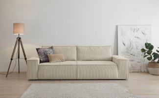 Home affaire 3-Sitzer SHERWOOD Schlafsofa (257cm) Cord, Samtvelours, Vintage-Lederoptik, Schlaffunktion mit Bettkasten (ca. 136/200cm)