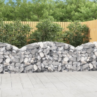 vidaXL Gabione mit Hochbogen 200x30x80/100 cm Verzinktes Eisen 153464