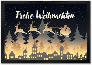 speecheese Fußmatte Frohe Weihnachten Skyline Fußmatte in 35x50 cm