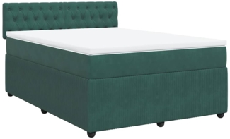 vidaXL Boxspringbett mit Matratze Dunkelgrün 140x190 cm Samt 3287743