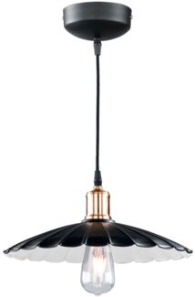 Hängeleuchte, Metall schwarz weiß, rund, H 140 cm