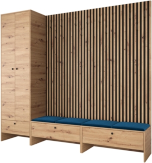 Garderoben-Set Melire VI, Kleiderschrank, Unterschrank, Griffe aus Metall (Farbe: Artisan Eiche, Manila 26)