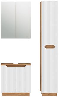 Badmöbel-Set Lotta Eiche/weiß gestreift 3 Teile Vicco