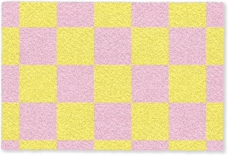 MuchoWow Fußmatte Schachbrettmuster - Gelb - Rosa - Würfel, Rechteckig, innen Schmutzfangmatte, Tür, Schmutzfänger Flur, Teppich, 60x40 cm