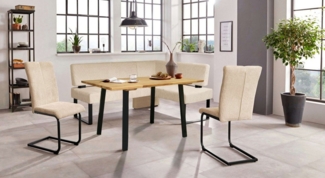 Home affaire Eckbankgruppe Oliver, (Set, 4-tlg, 4-tlg), Eckbank mit Wellenunterfederung im Sitz, Tisch Massiv Eiche