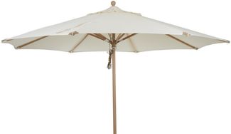 Sonnenschirm Parma von Brafab aus Buche und Polyester, modern skandinavisch, rund, weiß, für Outdoor