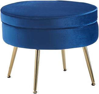 Sitzpouf rund Samt Dunkelblau Sitzhocker Hocker Fußhocker Stoffhocker