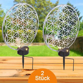 Solarleuchte Garten 2er Set Rund 30 cm Solarlampe Außen Außenleuchte Solar