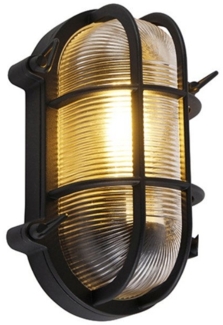 Qazqa Außen-Wandleuchte Nautica, ohne Leuchtmittel, E27, Schwarz, Industrie, Aluminium, 1-flammig