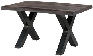 Baumtisch Mango 140 x 90 x 77 grau lackiert / X-Beine anthrazit glänzend FREEFORM 5