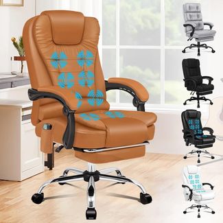 Bürostuhl mit Massagefunktion und Lendenwirbelstütze, Braun