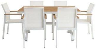 IDIMEX Garten-Essgruppe WINDY, Gartenmöbel Set 6 Personen aus Alu und WPC wetterfest weiß/beige