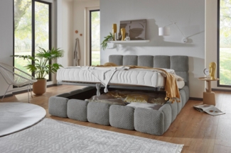 ATLANTIC home collection Polsterbett "Jane" mit großen Stauraum, luxurious gepolstertes Kopfteil und Rahmen, Bezug mit Bouclécharakter
