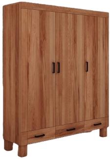 Kleiderschrank Ringo aus Kernbuche massiv 157x55x190 m. 3 Türen und 3 Schubladen