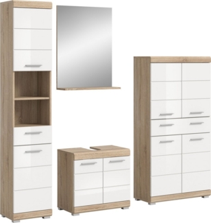 INOSIGN Badmöbel-Set Siena, 4 teilig, bestehend aus:, (Set), Hochschrank, Waschbeckenunterschrank, Badspiegel, Midischrank