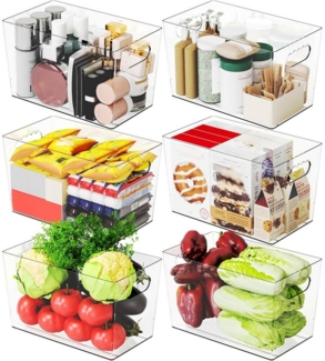 Refined Living Aufbewahrungsbox 6tlg Kühlschrank Organizer Set Stapelbar Korbeinsatz Make-up organizer (Küchen Organizer mit Griff Küchenorganizer-Set Vorratsdose BPA frei, 6 St, Obst Gemüse bleibt Frischhaltedose, Nicht geeignet für Spülmaschine), für...